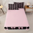 thumbnail image 4 of Manfei Kawaii Stars Bow Knot Zipper Full Size Comforter Sets with Fitted Sheet and 2 Pillowcases,Girls Cute Ribbon Bow Tie Zipper Bedding Set,4pcs,Pink Reversible, 4 of 6