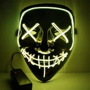 Luxtrada Halloween LED Glow Mask EL Wire Light Up The Purge Movie Costume Party  AA Battery (Yellow)