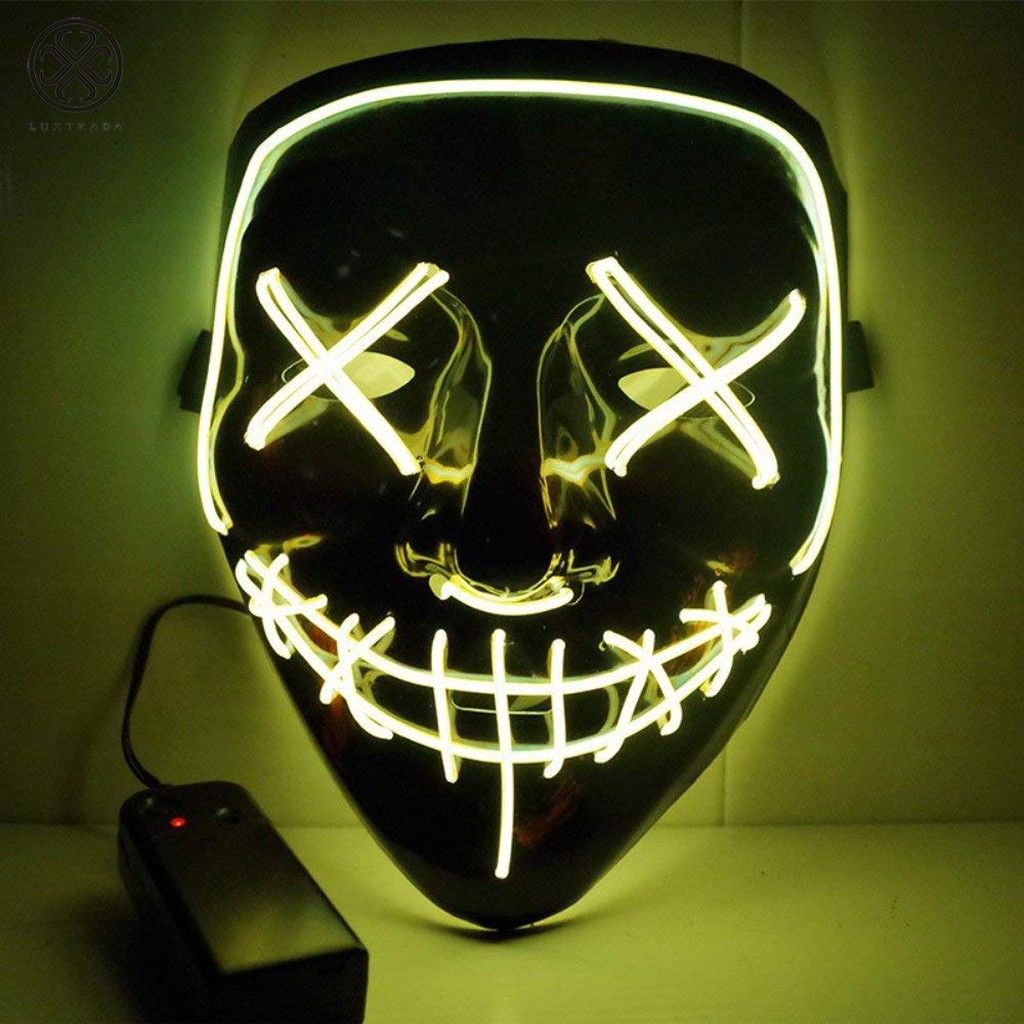 Halloween LED Glow Mask 3 Modes EL Wire Light Up The Purge Movie Costume Party