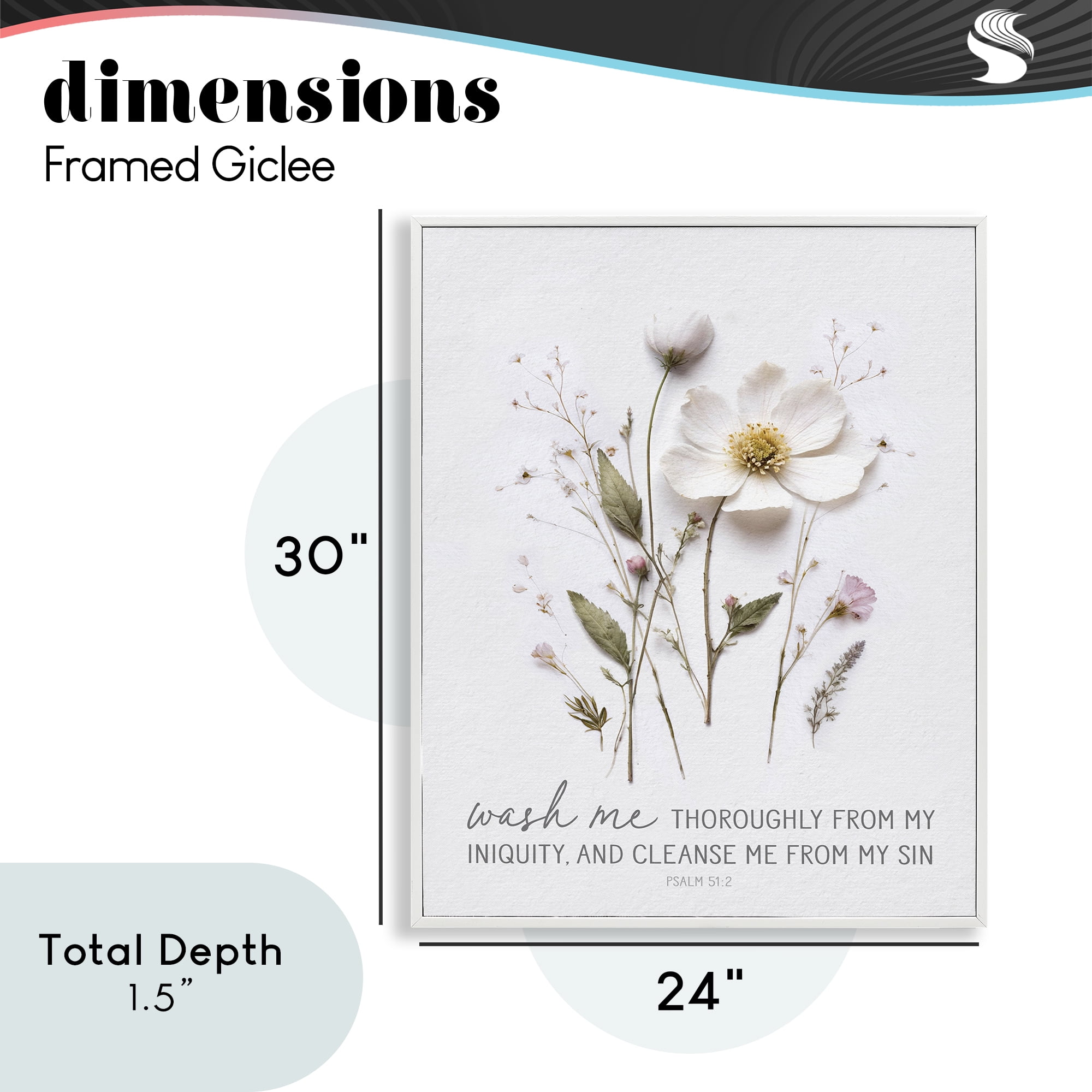 Pressed Flower Proverb White Framed Giclee Art, design by Lettered and Lined