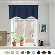 Howarmer Solid Color Polyester Valance Curtains with Rod Pocket ( Navy )