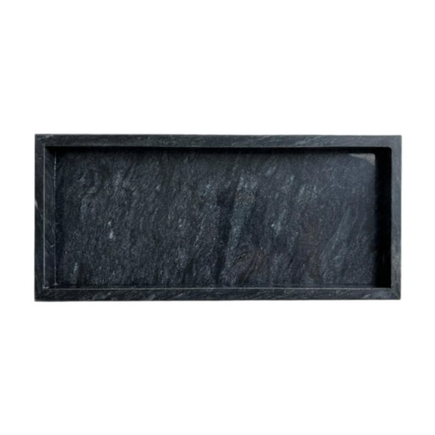 Bandeja de almacenamiento de mármol, bandeja de joyería elegante de mármol, organizador decorativo de encimera para el baño del club oficina en casa Negro