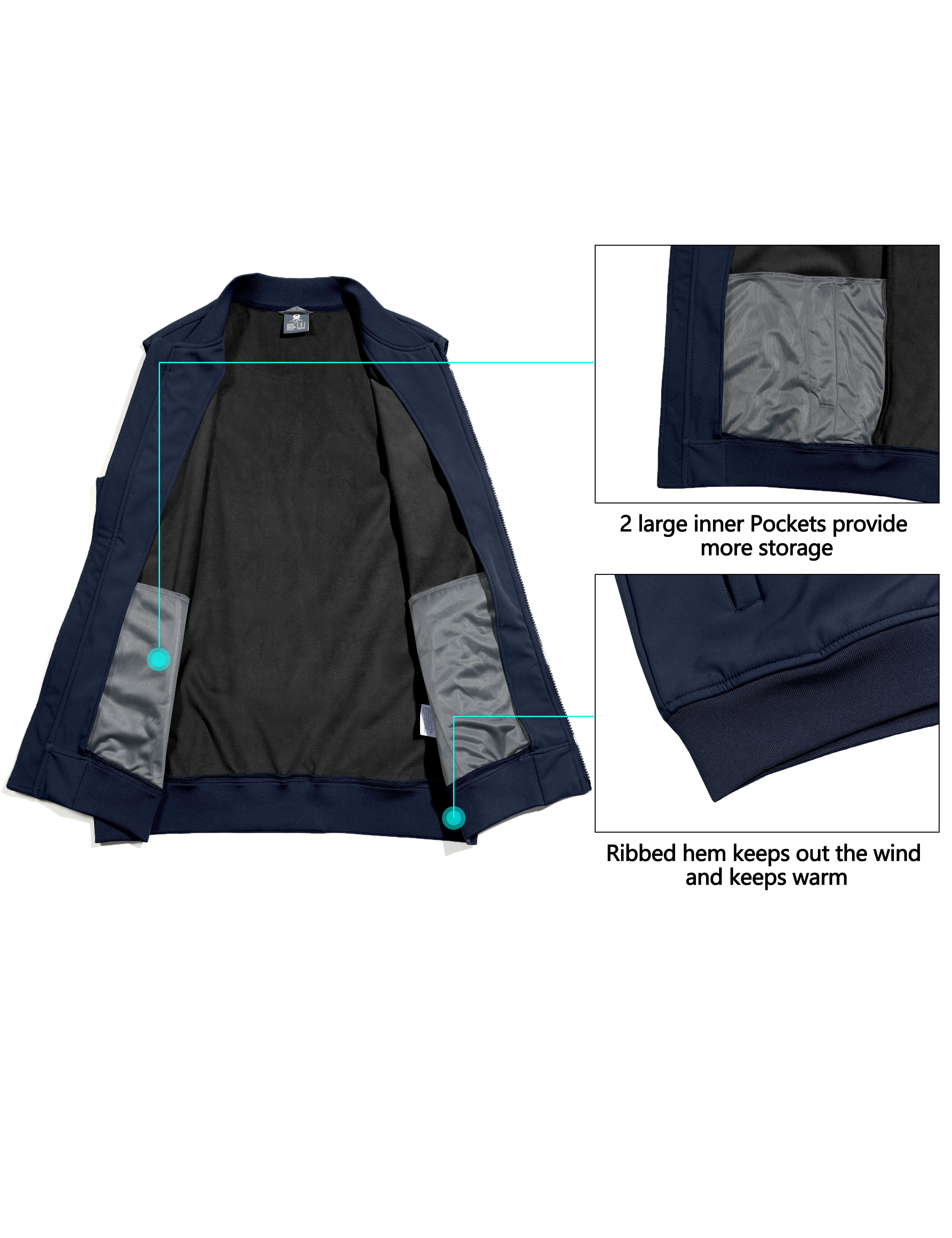 Little Donkey Andy Men’s Lightweight Softshell Vest Golf Outdoor Sleeveless Jacket Waterproof Windproof Winter Warm Fleece Lined Outerwear for Running Hiking Travel Casual Ensign Blue XL