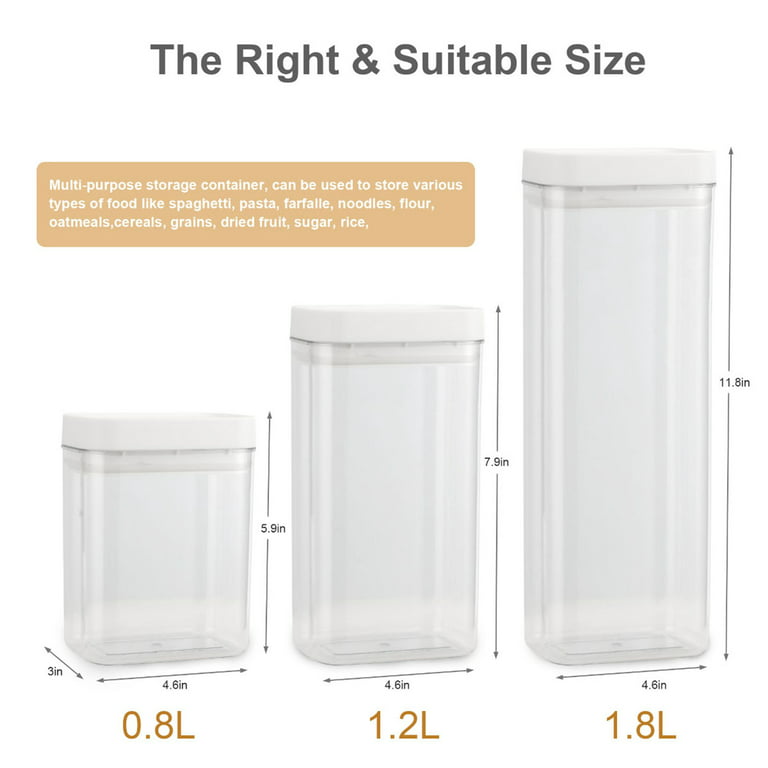 Airtight Clear Flour Container，Pantrystar 3 Pcs Extra Large Tall Plastic  Pantry Storage Canisters, 5.2L / 176oz