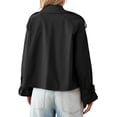 thumbnail image 5 of Long Sleeve Double Breasted Women Casual Trench Coat Crop Jacket, 5 of 6
