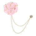 thumbnail image 1 of Pin de solapa de flor de rosa Uxcell para traje de hombre, pin de flor de tela con insignia dorada y cadena de borlas para bodas [Rosa], 1 of 7