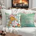 thumbnail image 4 of Merry Christmas Gingerbread Man Decorative Throw Pillow Covers 18 x 18 Set of 4, Peppermint Candy Porch Patio Outdoor Pillowcase, Holly Jolly Winter Holiday Cushion Case Home Decor, 4 of 6