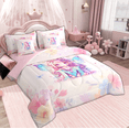 thumbnail image 3 of Feelyou Teen Kawaii Fairy Twin Bedding Sets 7-Piece, Initial M Letter Bedding Comforter Set, Fairy Tale Princess Reversible Sheet Sets, Luxury Bedroom Decor, 3 of 9