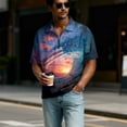 thumbnail image 2 of 250th Anniversary Men's Patriotic Zip Polo Shirt, 1776-2026 Flag Print, Quarter-Zip Collar, Short Sleeve, 4th of July, Commemorative Events, Parades, Summer Casual Wear Dark Blue L, 2 of 9