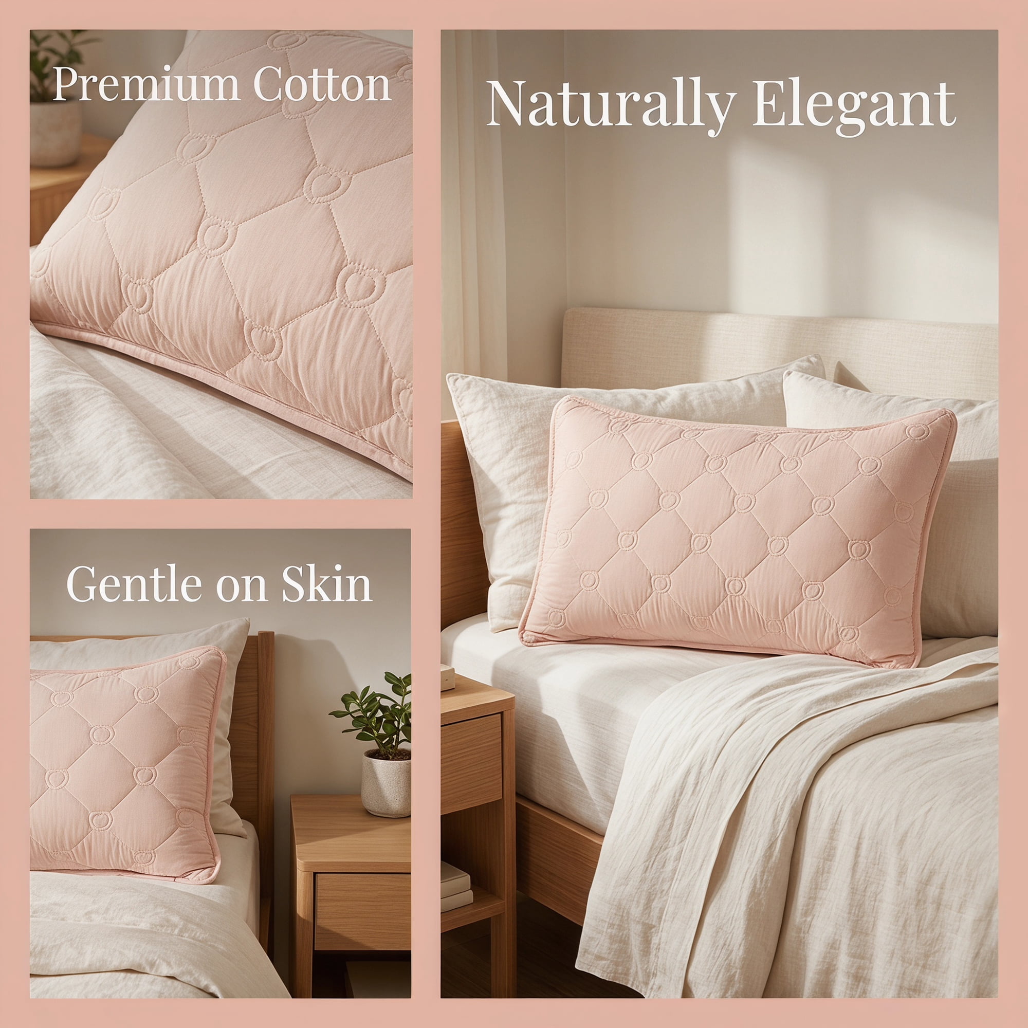 Unique Bargains 2-pcs Heart-shaped Polyester Comfortable Quilted Pillow Protector Khaki