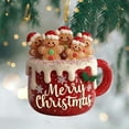 thumbnail image 6 of Opvise Christmas Acrylic Pendant Ceramic Mug Gingerbread Ornament 10cm Holiday Hanging Decoration Single Two Three Pack, 6 of 7