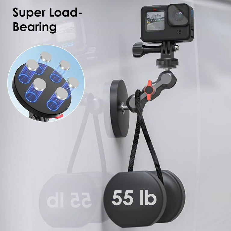TSV Magnetic Camera Mount for GoPro, Magnetic Suction Cup Mount with 360 Rotation Ball Head Fit for GoPro Hero 13 12 11 10 5, DJI Osmo Action