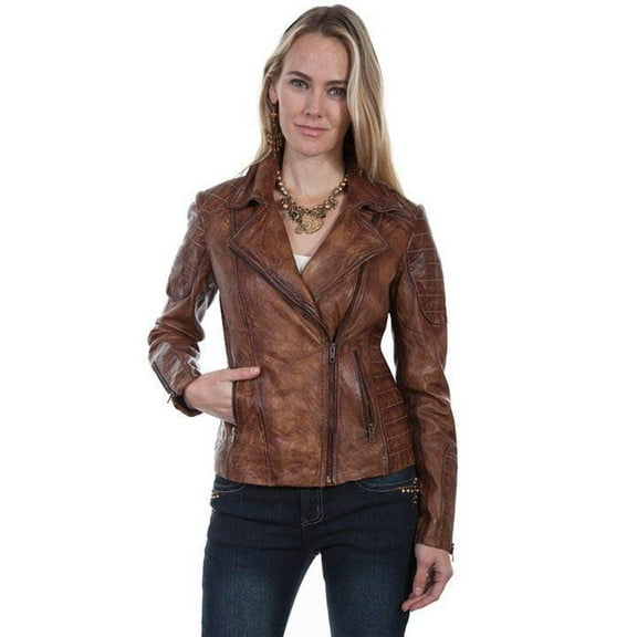 Scully Western Jacket Womens Motorcycle Asymmetrical Zip Leather L87