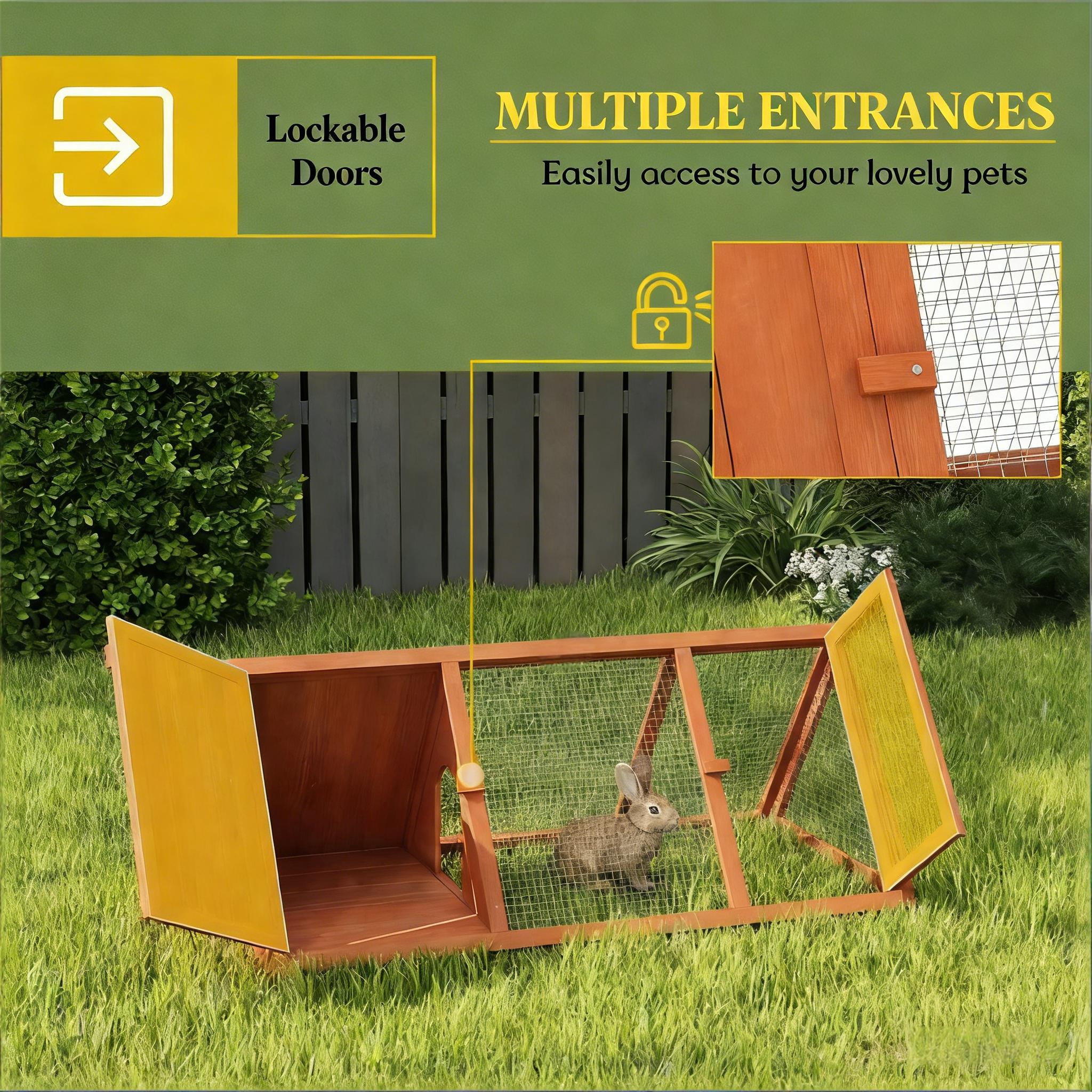 Wooden Small Animal Cage, Rabbit Hutch Outdoor Triangle Bunny House