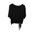 thumbnail image 3 of Noric Women Tie Front Modal T-Shirt Crew Neck Knotted Loose Fit Short Sleeve Casual Lightweight Flowy Tops, 3 of 6