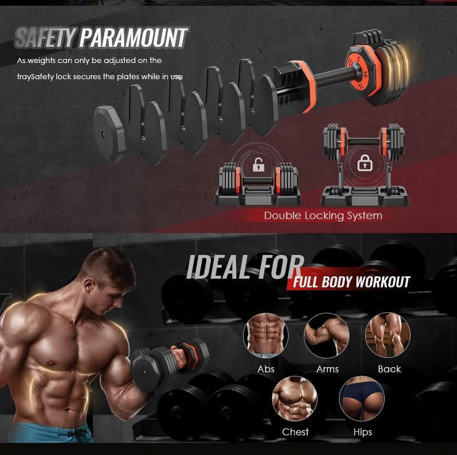 25 lb Dumbbells, Seizeen Single Adjustable Dumbbells Set, Free Weights Dumbbells 5-25 Pound, Home Gym Weight Training for Professionals or Beginners