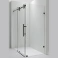 thumbnail image 2 of Vinnova Villena 52" W x 78" H Single Sliding Frameless Glass Shower Enclosure Black, 2 of 13