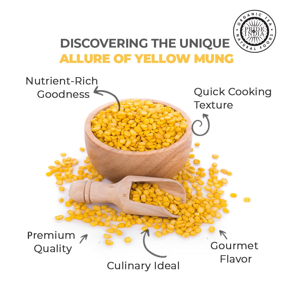 Pride of India Split Yellow Mung Beans, 1.5 lbs Jar, Natural Moong Dal Lentils, Vegan, Gluten Free
