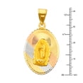 thumbnail image 2 of Wellingsale 14K Tri 3 Color Gold Polished Diamond Cut Religious Our Lady of Guadalupe Charm Pendant, 2 of 4