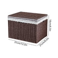 thumbnail image 3 of Woven Basket with Lid,Lidded Organizer Bin with Lace Trim Saves Space for Closet Shelves Bedroom, 3 of 6