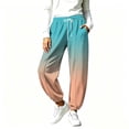 thumbnail image 4 of Xdegoge Sweatpants Women Ombre Casual Joggers High Waisted Athletic Fleece Lined Pants with Pockets Drawstring Loose Fit Workout Activewear Novelty Color Block, 4 of 9