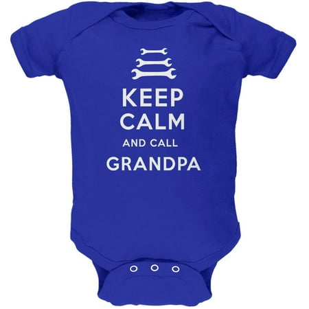 

Father s Day Keep Calm & Call Grandpa Royal Soft Baby One Piece - 9-12 months