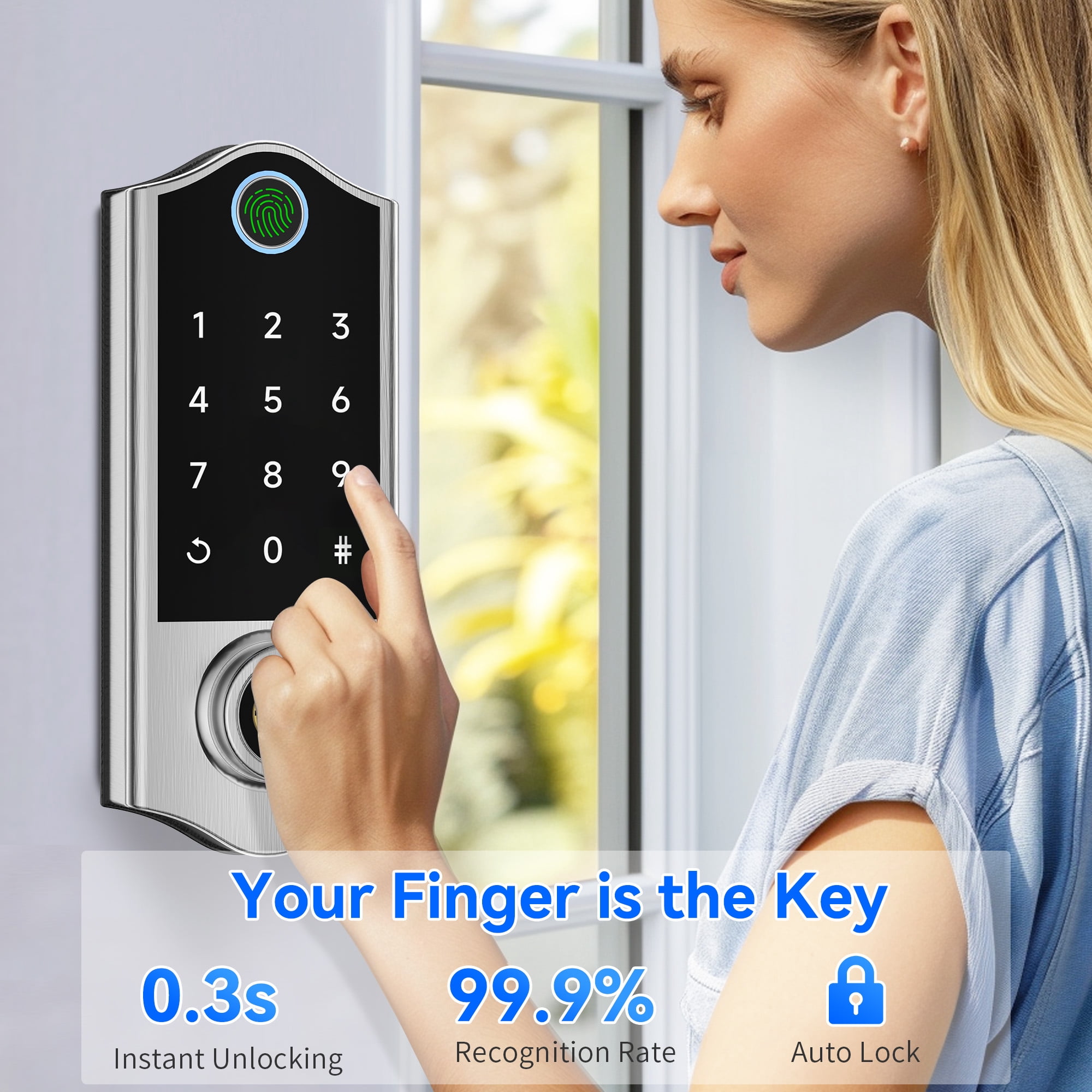 No Drill Glass Door Lock Smart Lock For Glass Door - 7-in-1 Fingerprint ...