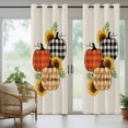 thumbnail image 5 of Outdoor Curtains for Patio Waterproof, Thanksgiving Outdoor Privacy Panels Grommet, Fall Rustic Colorful Plaid Pumpkin Sunflower Blackout Outside Curtains for Porch/Cabana 54"x95", 1 Panel, 5 of 8