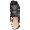 thumbnail image 3 of EVOLVE Womens Black Strappy Woven Cushioned Comfort Mona Square Toe Block Heel Buckle Leather Slingback Sandal 9 W, 3 of 4