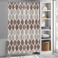 thumbnail image 3 of Geometric Moroccan Fabric Shower Curtain Moroccan Trellis Grey Brown Washable Shower Curtains for Bathroom, Waterproof Bath Curtain with Hooks Home Decor 72x72in, 3 of 8
