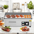 thumbnail image 2 of 21 Inch Commercial Electric Griddle, 122-572℉, 1600W Stainless Steel Flat Top Grill, Countertop BBQ Teppanyaki Grill with 2 Shovels, 2 Brushes for Home, Restaurant, 2 of 7