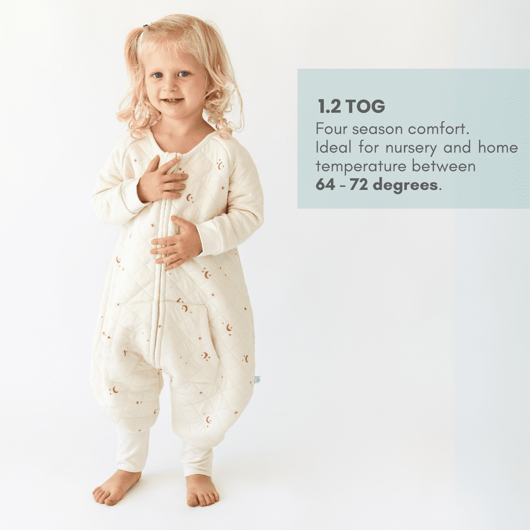 Tealbee Dreamsie - Bamboo Sleep Sack with Sleeves and Footies - (1.2 Tog) MoonsStars 3T-4T