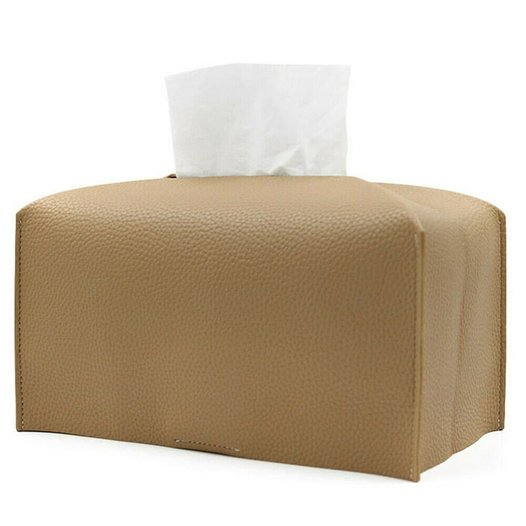Cogfs Leather Tissue Box Cover Holder Square Tissues Case Roll Paper  Dispenser