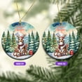 thumbnail image 2 of Merry Christmas Santa Reindeer Antlers Shetland Sheepdog Sleigh Xmas Winter Holiday Ceramic Round Ornament Sheltie Dog Lover Gifts Home Tree Decor - 00023, 2 of 5