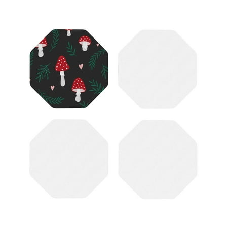 

Qekee Amanita Mushroom Print PU Leather Absorbent Coasters Leather Coasters Set for Cups Drinks 4 Coasters 4 Pcs for Coffee Bar Home Decor-Octagon