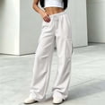 thumbnail image 5 of Womens Pants Zeliretfy Women's Baggy Cargo Sweatpants Wide Leg Pants Athletic Open Bottoms Joggers Casual Athletic Workout Pants with Elastic Waist Lounge Loose Fit Hiking Running Going out, 5 of 9