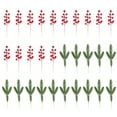 thumbnail image 1 of Ramas de pino navideñas con bayas rojas, tallos artificiales verdes para arreglos florales en árboles, decoración para el hogar, la oficina y centros de mesa navideños, 1 of 7