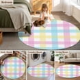 thumbnail image 5 of Round Rugs 3 Ft, Easter Plaid Non Slip Area Rugs for Kitchen Bedroom Entryway, Spring Buffalo Plaid Simple Colorful Washable Carpet Runner Rug Floor Mats for Bedroom Home Decor, 5 of 8