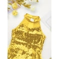 thumbnail image 6 of RUNQHUI Kids Girls Sequins Halter Neck Leotard Jumpsuit Ballet Dancewear Jazz Latin Street Dance Yellow 7, 6 of 7