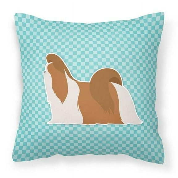 Carolines Treasures BB3746PW1818 Shih Tzu Checkerboard Blue Fabric Decorative Pillow