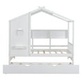 thumbnail image 3 of Bellemave Twin House Bed with Trundle and Storage Shelves, Wood Twin Size Montessori Bed Frame with Roof and Window, Playhouse Bed for Bedroom（White), 3 of 9