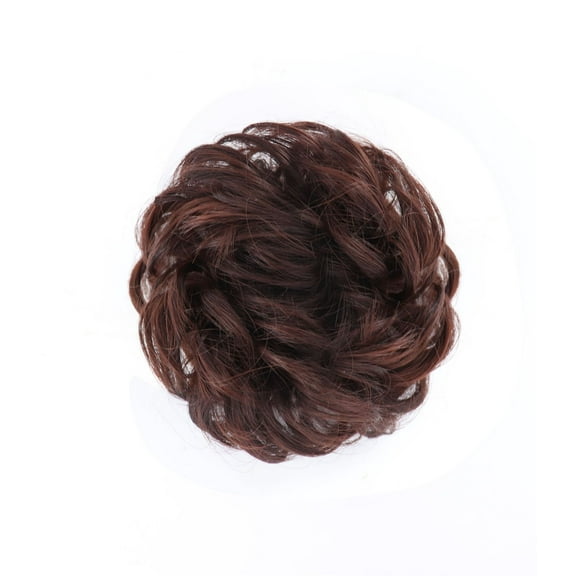 Mictong women's synthetic fake hair bun, with a diameter of about 4.73 inches, messy bun and headband, women's wig chignon, suitable for daily and party use, 1 piece, dark brown