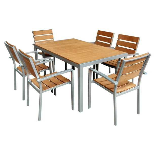 Jeco Polywood/Steel 7Piece Rectangular Patio Dining Set