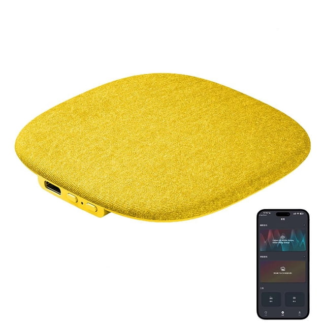 Wireless Speaker with Bluetooth 6.0, Compact 3.84 x 3.84 x 0.47 Inch Size, App-Controlled Audio for Personalized Sleep Aid & Relaxation(Yellow,1 pcs)