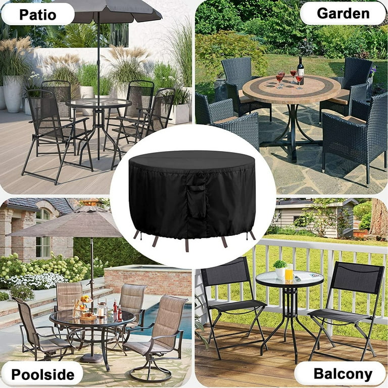 Lampao Round Patio Furniture Covers, Waterproof Outdoor Table
