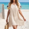 thumbnail image 7 of PBFRDSJ Womens Swimsuit Cover Up Boho Tassel Hem Sheer Mesh Beach Sundress Loose Fit Summer Tunic for Vacation, 7 of 7