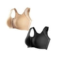 thumbnail image 3 of Jacenvly New Sports Bras for Women 2Pc Front Closure Bras for High Impact Sports Everyday Breathable Bras for Women No Underwire Black, 3 of 8