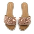 thumbnail image 4 of COM STAR Women's Shiny Pearls Flat Sandals Fashion Round Toe Open Toe Jewelry Slip On Shoes Slip In Rhinestone Glitter Slippers,Sizes 6-10, 4 of 6