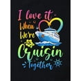 thumbnail image 6 of Women's Casual Black T-Shirt with Colorful Cruise Ship and Heart Print - Short Sleeve, Round Neck, Polyester, Machine Washable, 6 of 7