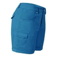 thumbnail image 5 of Cargo Shorts Women Elastic Mid Rise Outdoor Hiking Athletic Button Twill Denim Knee Bermuda Plus Size Casual Lady Clothes W/Pockets Blue M 8" inseam, 5 of 7